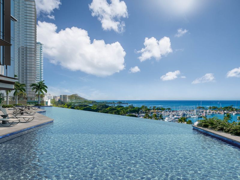 ハワイ高級コンドミニアムのインフィニティプール